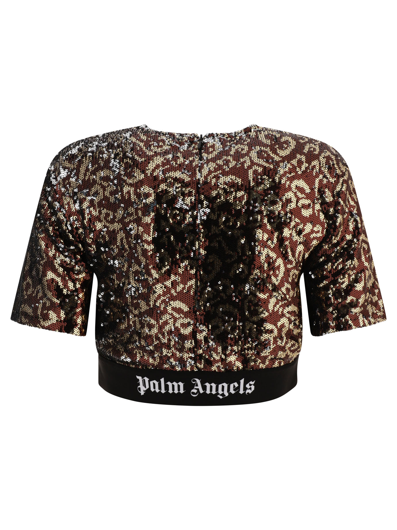 PALM ANGELS Sequins Logo Tape T-shirt
